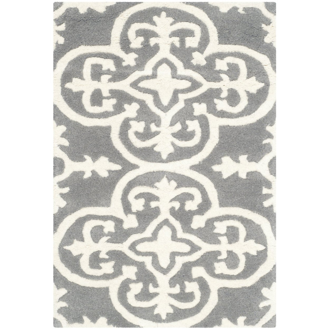 SAFAVIEH Chatham CHT729D Handmade Dark Grey / Ivory Rug Image 1