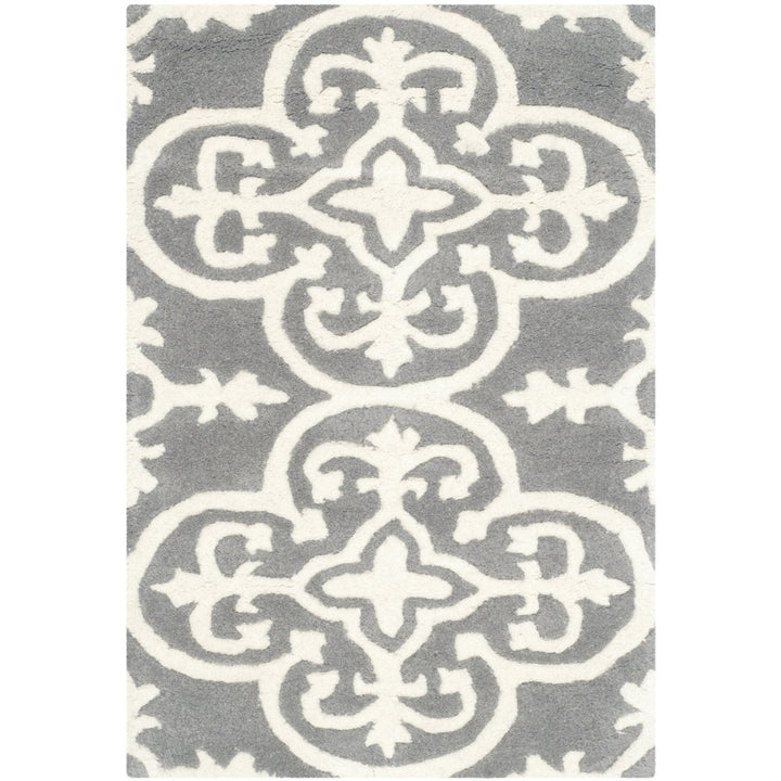 SAFAVIEH Chatham CHT729D Handmade Dark Grey / Ivory Rug Image 1