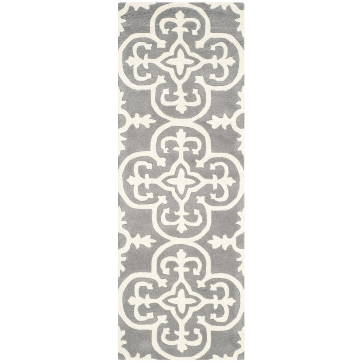 SAFAVIEH Chatham CHT729D Handmade Dark Grey / Ivory Rug Image 3