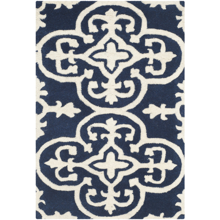 SAFAVIEH Chatham CHT729C Handmade Dark Blue / Ivory Rug Image 8