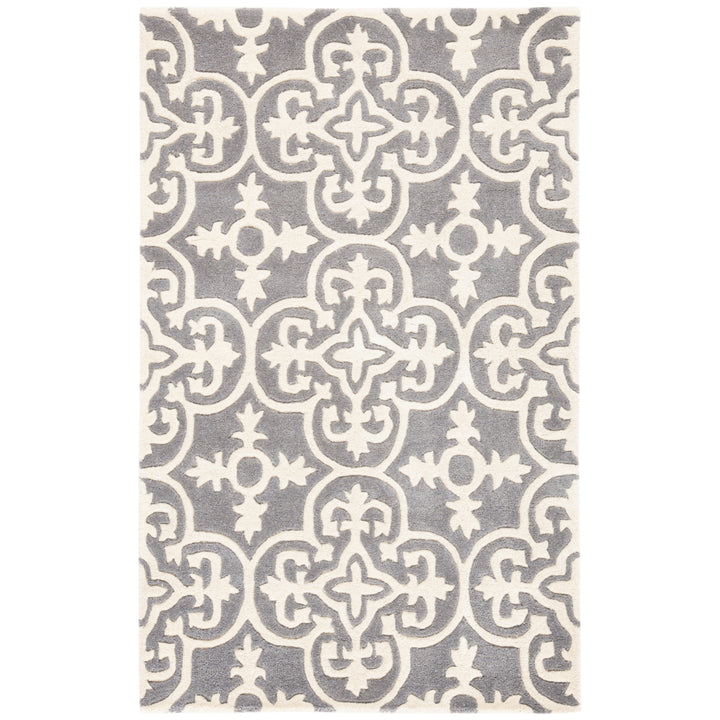 SAFAVIEH Chatham CHT729D Handmade Dark Grey / Ivory Rug Image 4