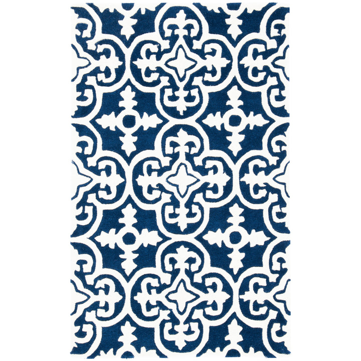 SAFAVIEH Chatham CHT729C Handmade Dark Blue / Ivory Rug Image 9