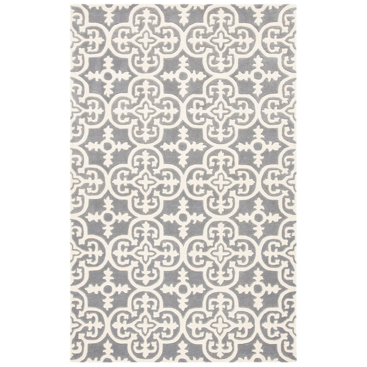 SAFAVIEH Chatham CHT729D Handmade Dark Grey / Ivory Rug Image 5