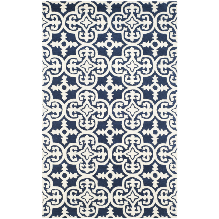 SAFAVIEH Chatham CHT729C Handmade Dark Blue / Ivory Rug Image 10