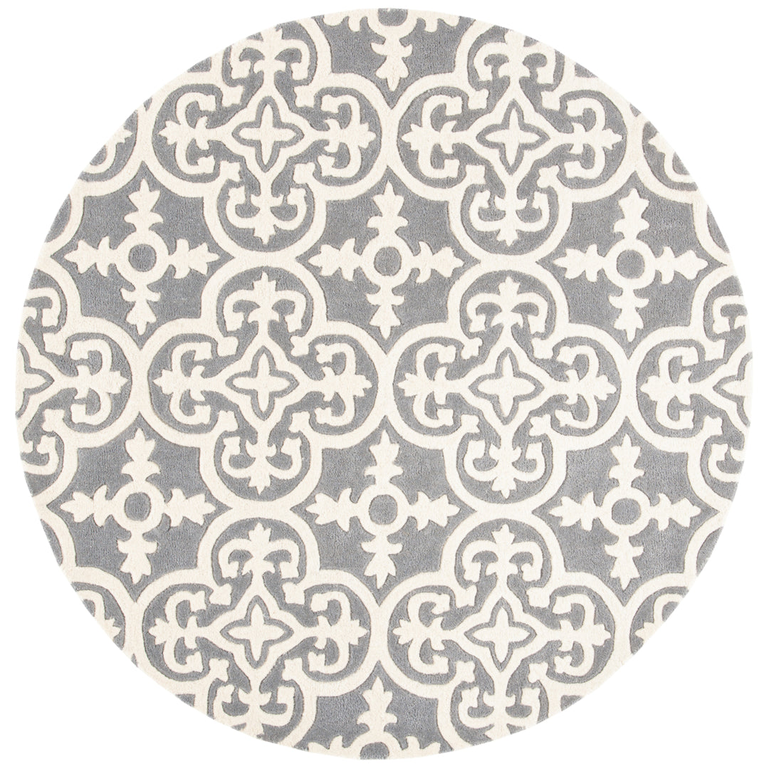 SAFAVIEH Chatham CHT729D Handmade Dark Grey / Ivory Rug Image 6