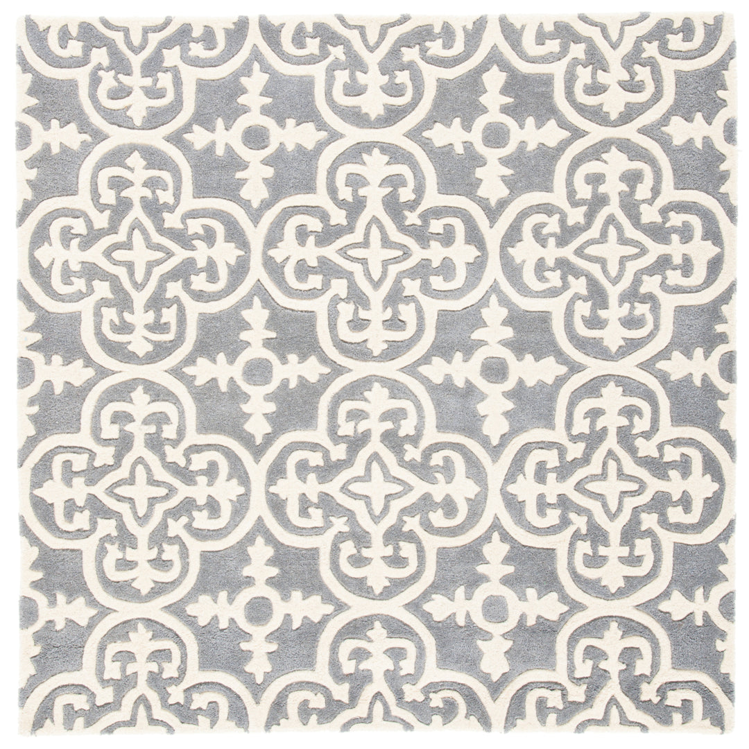 SAFAVIEH Chatham CHT729D Handmade Dark Grey / Ivory Rug Image 7