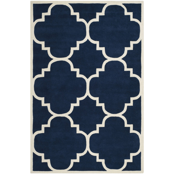 SAFAVIEH Chatham CHT730C Handmade Dark Blue / Ivory Rug Image 2