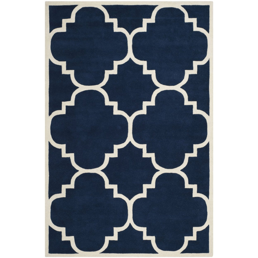 SAFAVIEH Chatham CHT730C Handmade Dark Blue / Ivory Rug Image 1