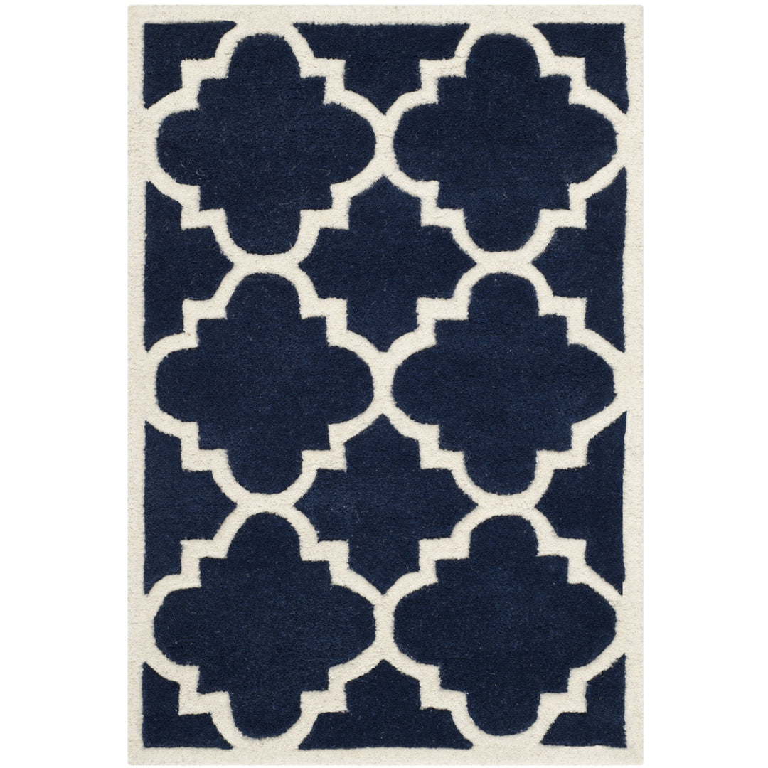 SAFAVIEH Chatham CHT730C Handmade Dark Blue / Ivory Rug Image 3