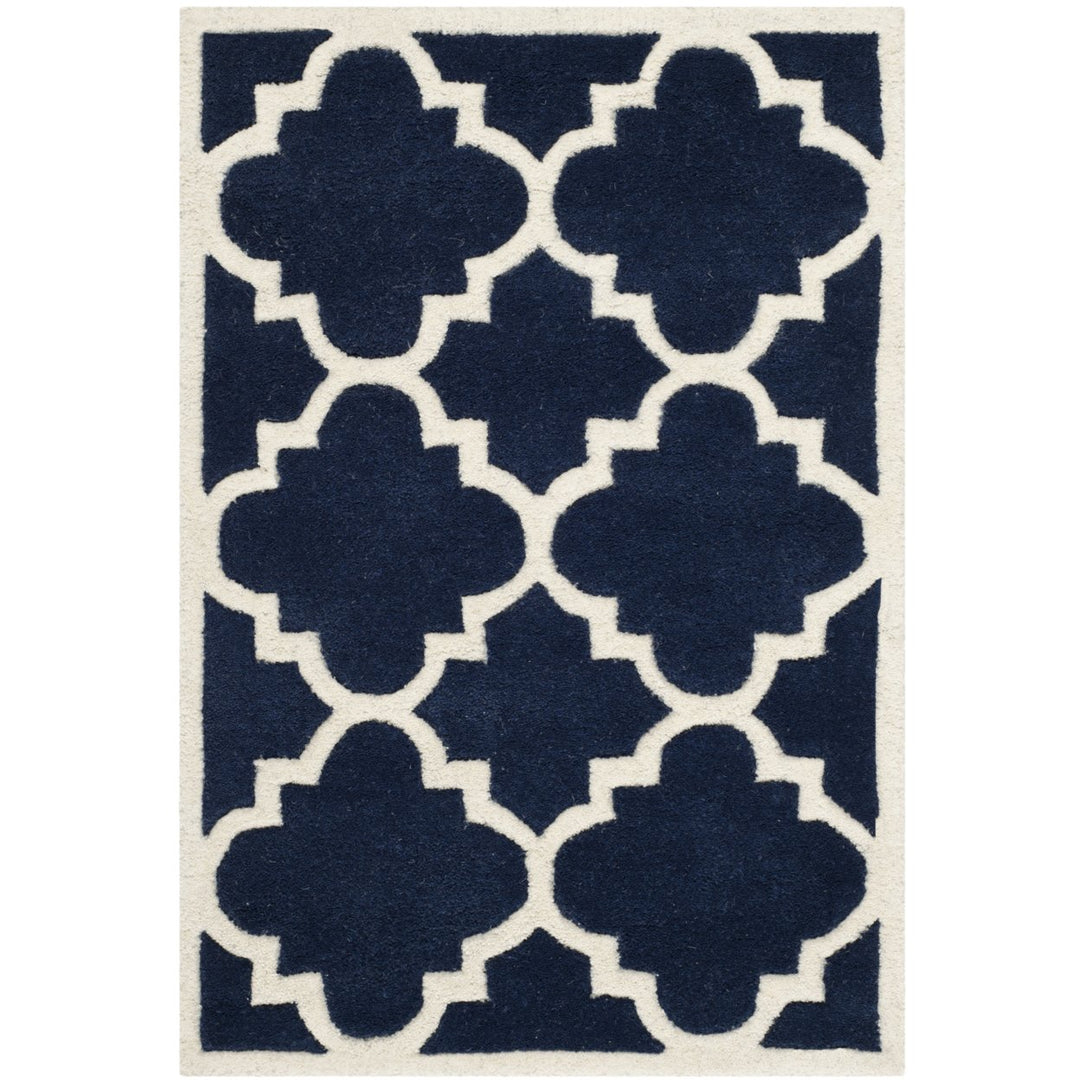 SAFAVIEH Chatham CHT730C Handmade Dark Blue / Ivory Rug Image 1