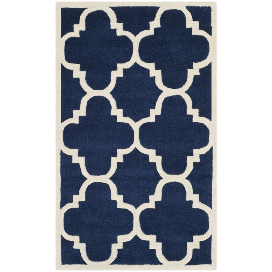 SAFAVIEH Chatham CHT730C Handmade Dark Blue / Ivory Rug Image 5