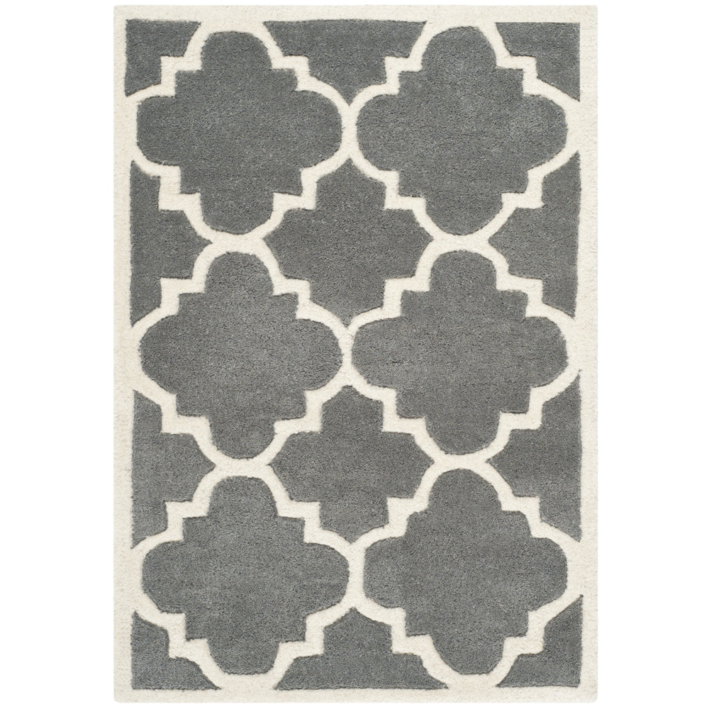 SAFAVIEH Chatham CHT730D Handmade Dark Grey / Ivory Rug Image 2