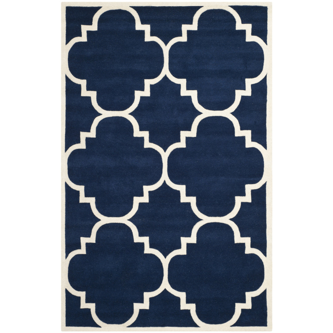 SAFAVIEH Chatham CHT730C Handmade Dark Blue / Ivory Rug Image 9