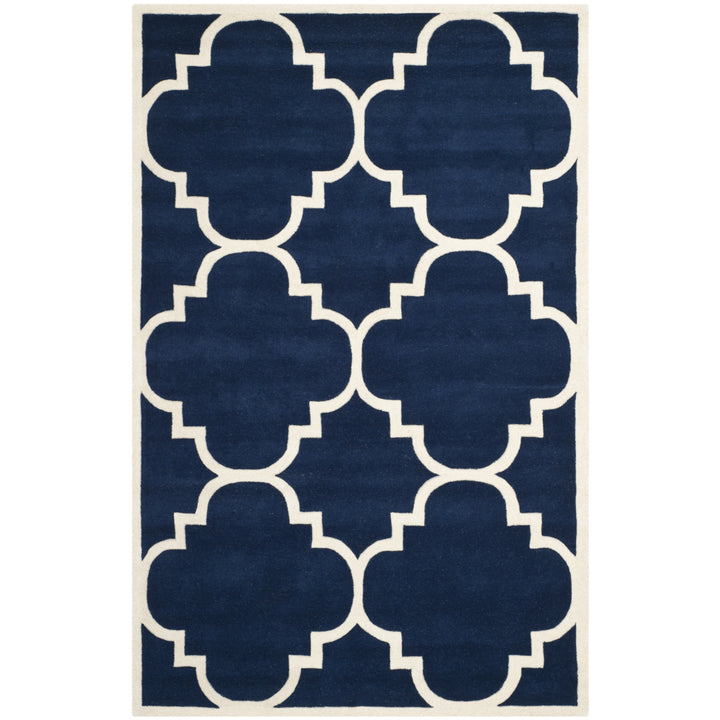 SAFAVIEH Chatham CHT730C Handmade Dark Blue / Ivory Rug Image 9