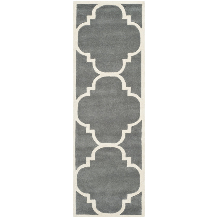 SAFAVIEH Chatham CHT730D Handmade Dark Grey / Ivory Rug Image 3