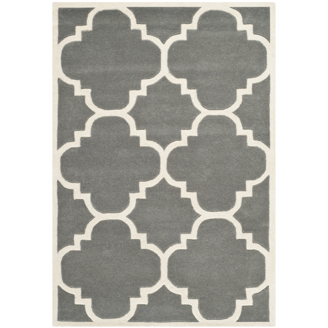 SAFAVIEH Chatham CHT730D Handmade Dark Grey / Ivory Rug Image 5