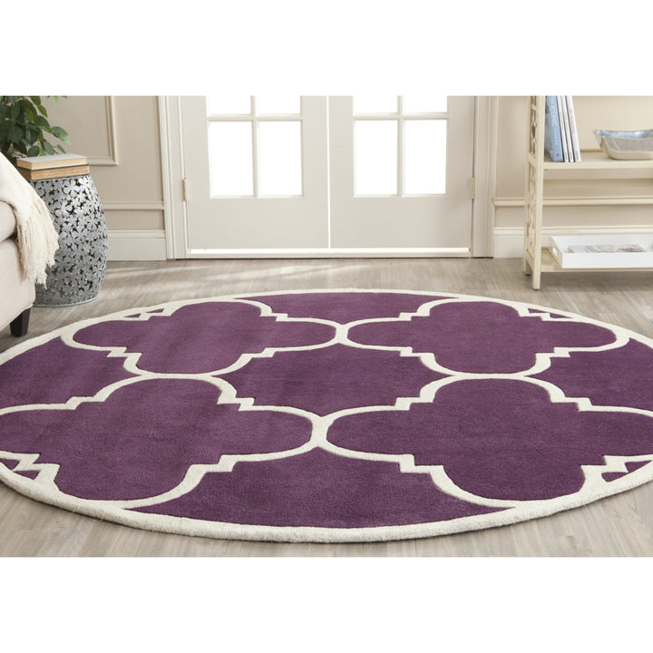 SAFAVIEH Chatham CHT730F Handmade Purple / Ivory Rug Image 10