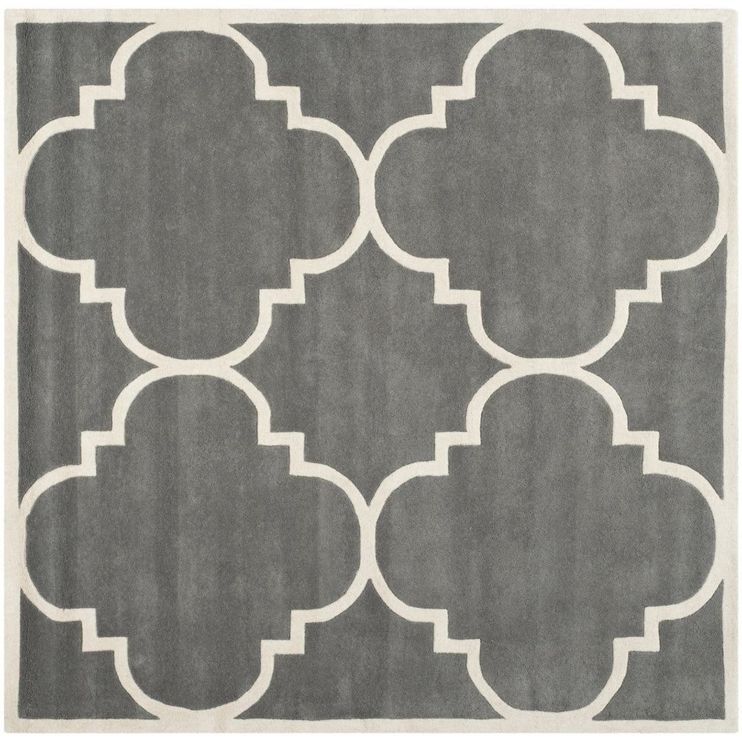 SAFAVIEH Chatham CHT730D Handmade Dark Grey / Ivory Rug Image 7