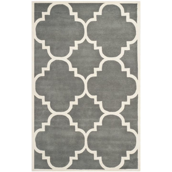 SAFAVIEH Chatham CHT730D Handmade Dark Grey / Ivory Rug Image 8