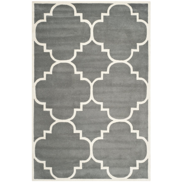 SAFAVIEH Chatham CHT730D Handmade Dark Grey / Ivory Rug Image 9