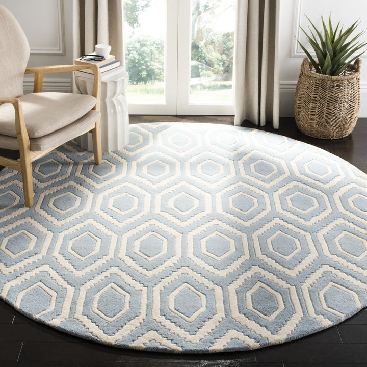 SAFAVIEH Chatham CHT731B Handmade Blue / Ivory Rug Image 2