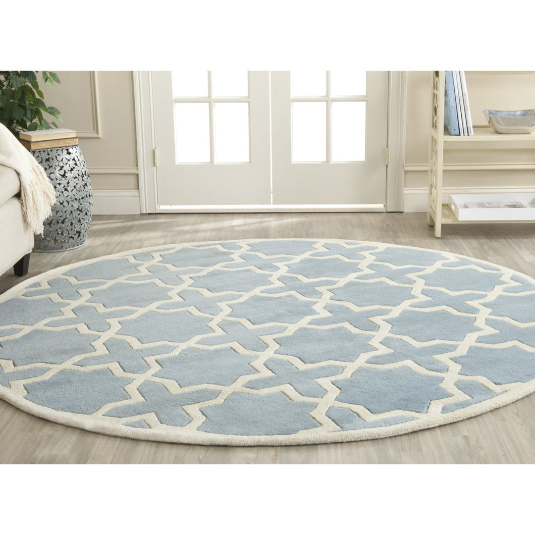 SAFAVIEH Chatham CHT732B Handmade Blue / Ivory Rug Image 2