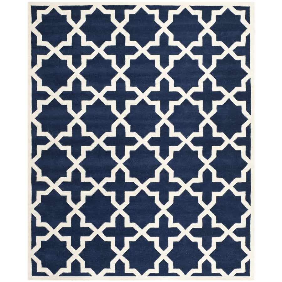 SAFAVIEH Chatham CHT732C Handmade Dark Blue / Ivory Rug Image 1