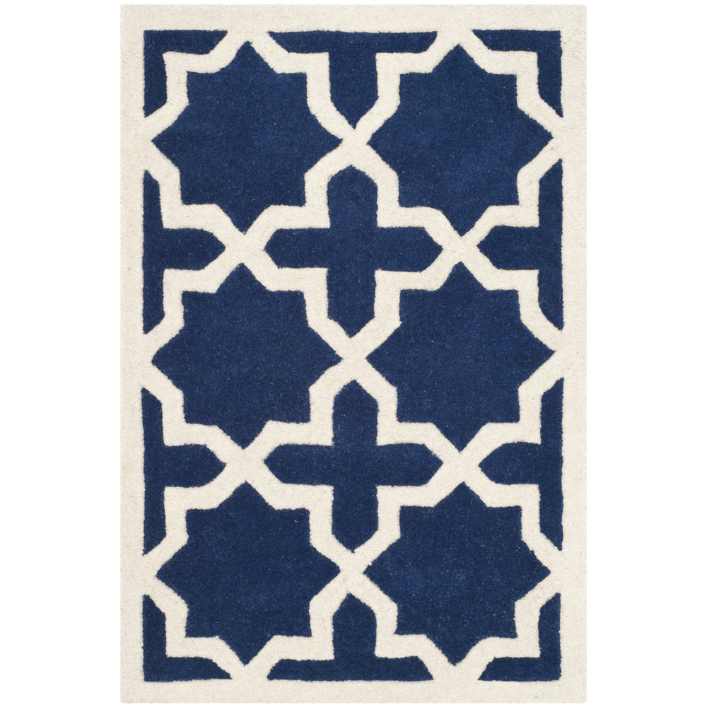 SAFAVIEH Chatham CHT732C Handmade Dark Blue / Ivory Rug Image 2