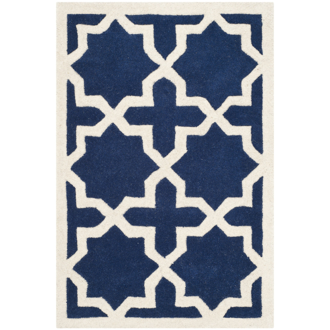 SAFAVIEH Chatham CHT732C Handmade Dark Blue / Ivory Rug Image 2