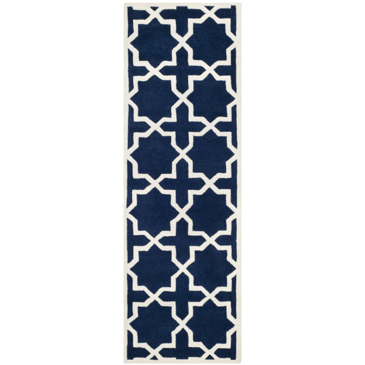 SAFAVIEH Chatham CHT732C Handmade Dark Blue / Ivory Rug Image 3