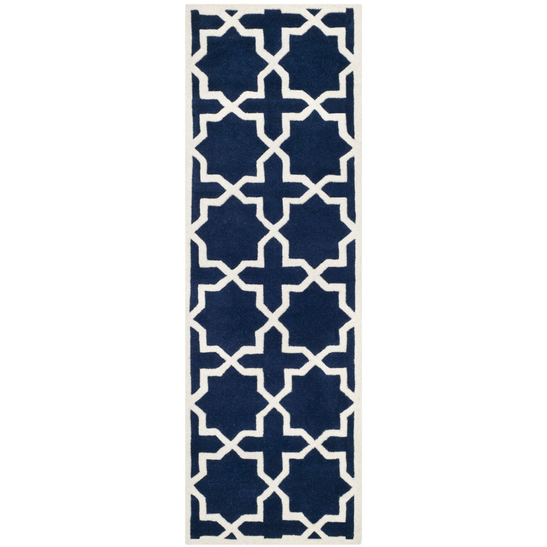 SAFAVIEH Chatham CHT732C Handmade Dark Blue / Ivory Rug Image 1