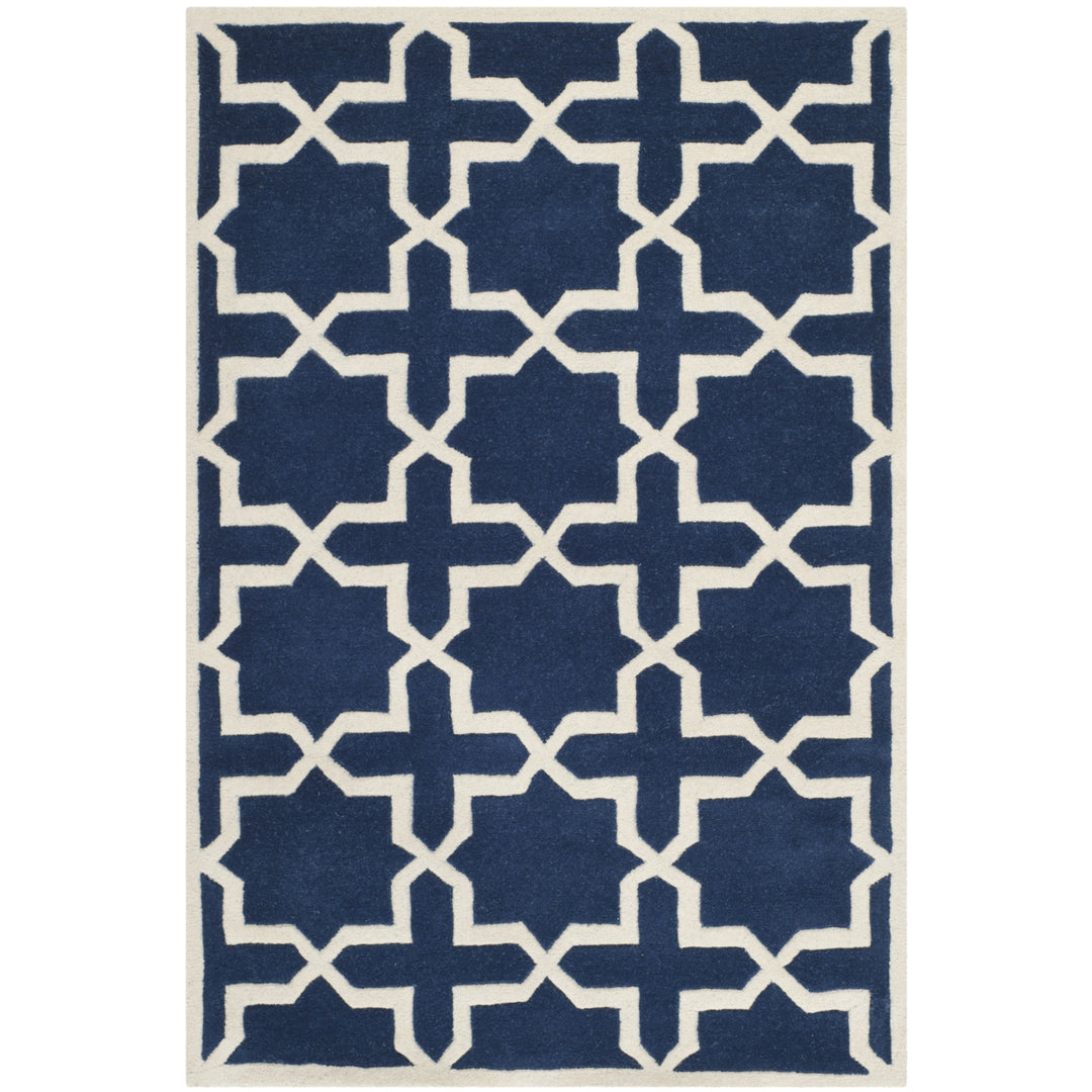 SAFAVIEH Chatham CHT732C Handmade Dark Blue / Ivory Rug Image 4