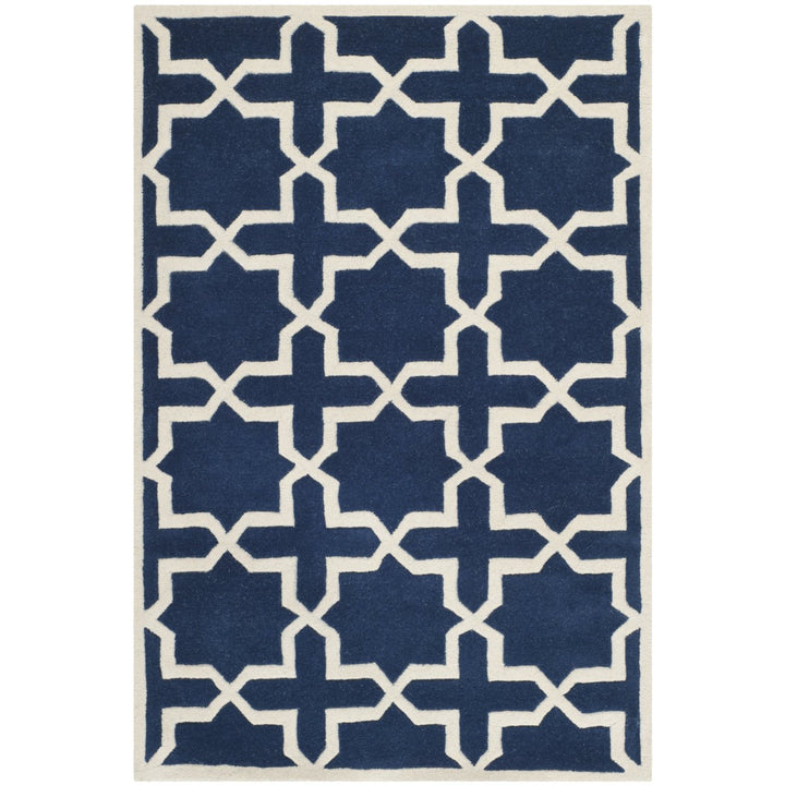 SAFAVIEH Chatham CHT732C Handmade Dark Blue / Ivory Rug Image 1