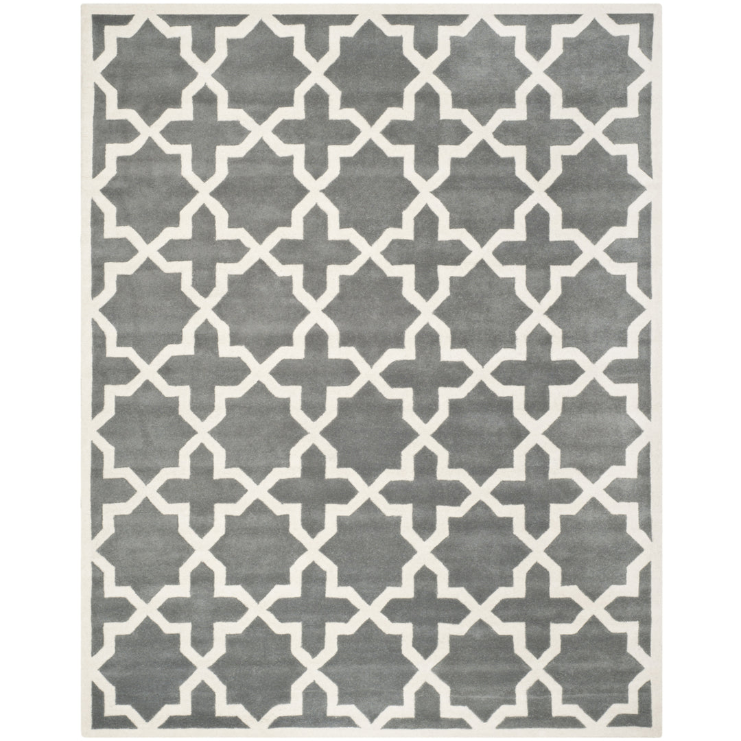 SAFAVIEH Chatham CHT732D Handmade Dark Grey / Ivory Rug Image 1