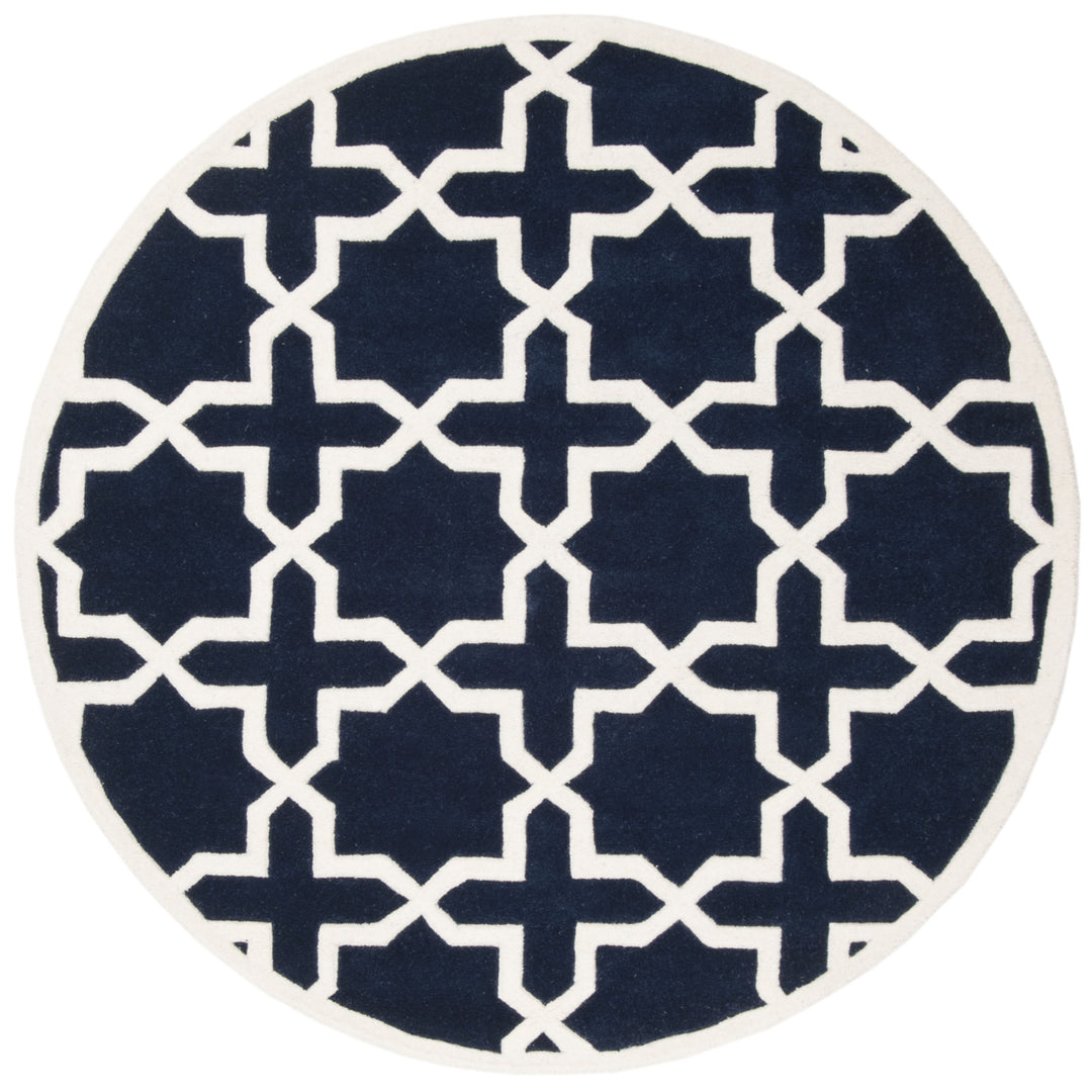 SAFAVIEH Chatham CHT732C Handmade Dark Blue / Ivory Rug Image 5