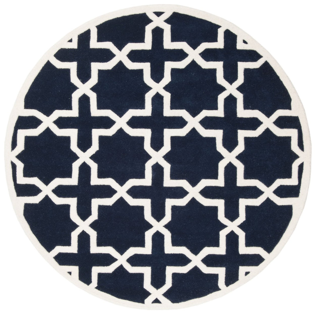 SAFAVIEH Chatham CHT732C Handmade Dark Blue / Ivory Rug Image 1