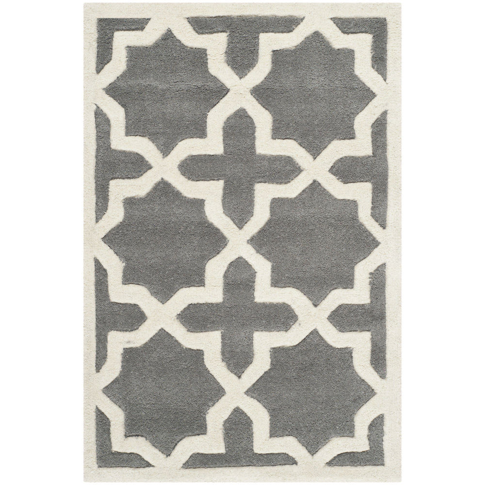 SAFAVIEH Chatham CHT732D Handmade Dark Grey / Ivory Rug Image 2