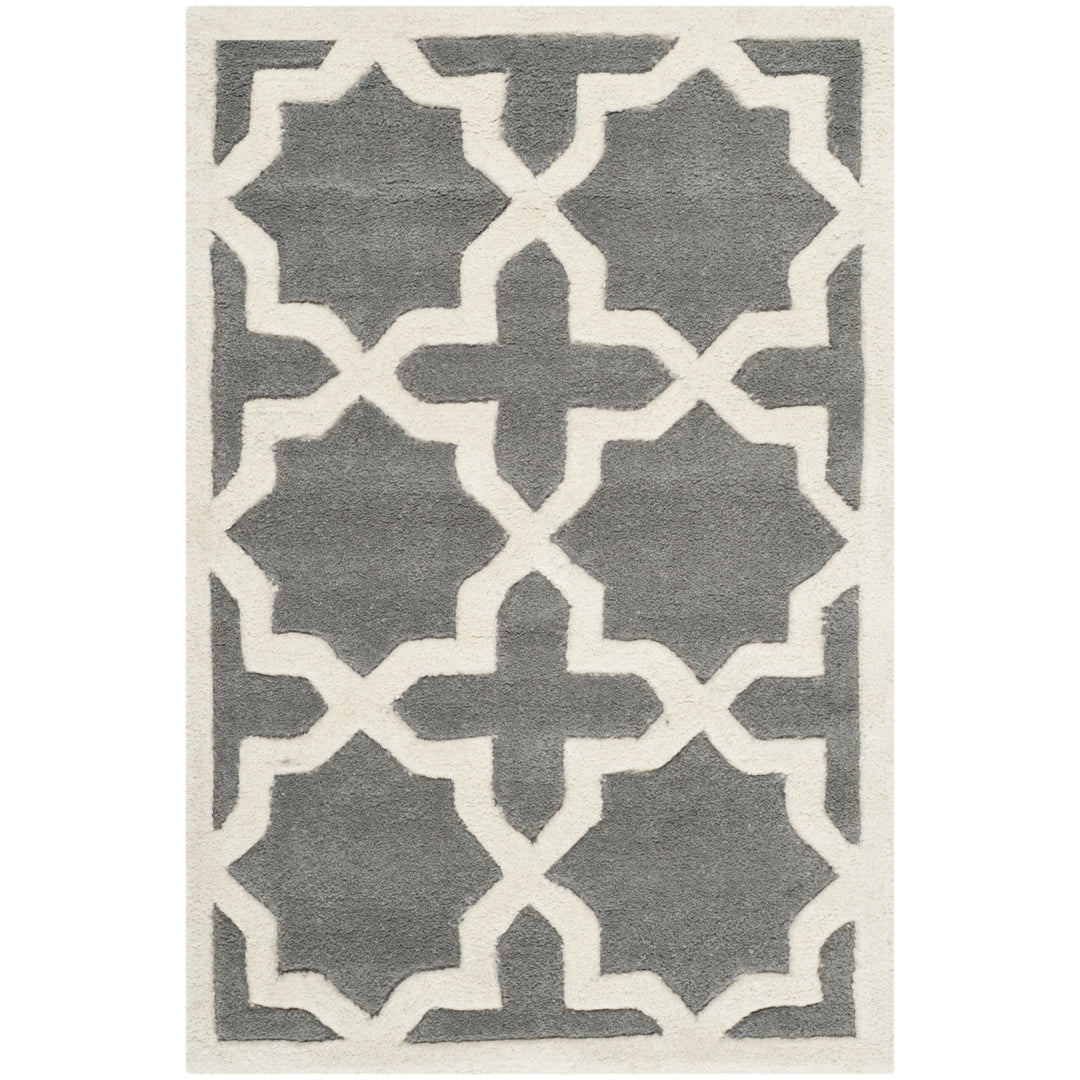 SAFAVIEH Chatham CHT732D Handmade Dark Grey / Ivory Rug Image 2