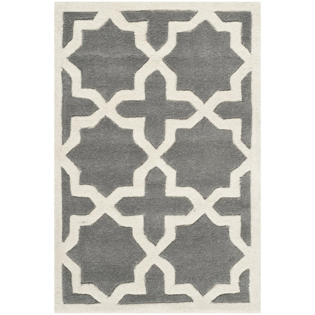 SAFAVIEH Chatham CHT732D Handmade Dark Grey / Ivory Rug Image 1