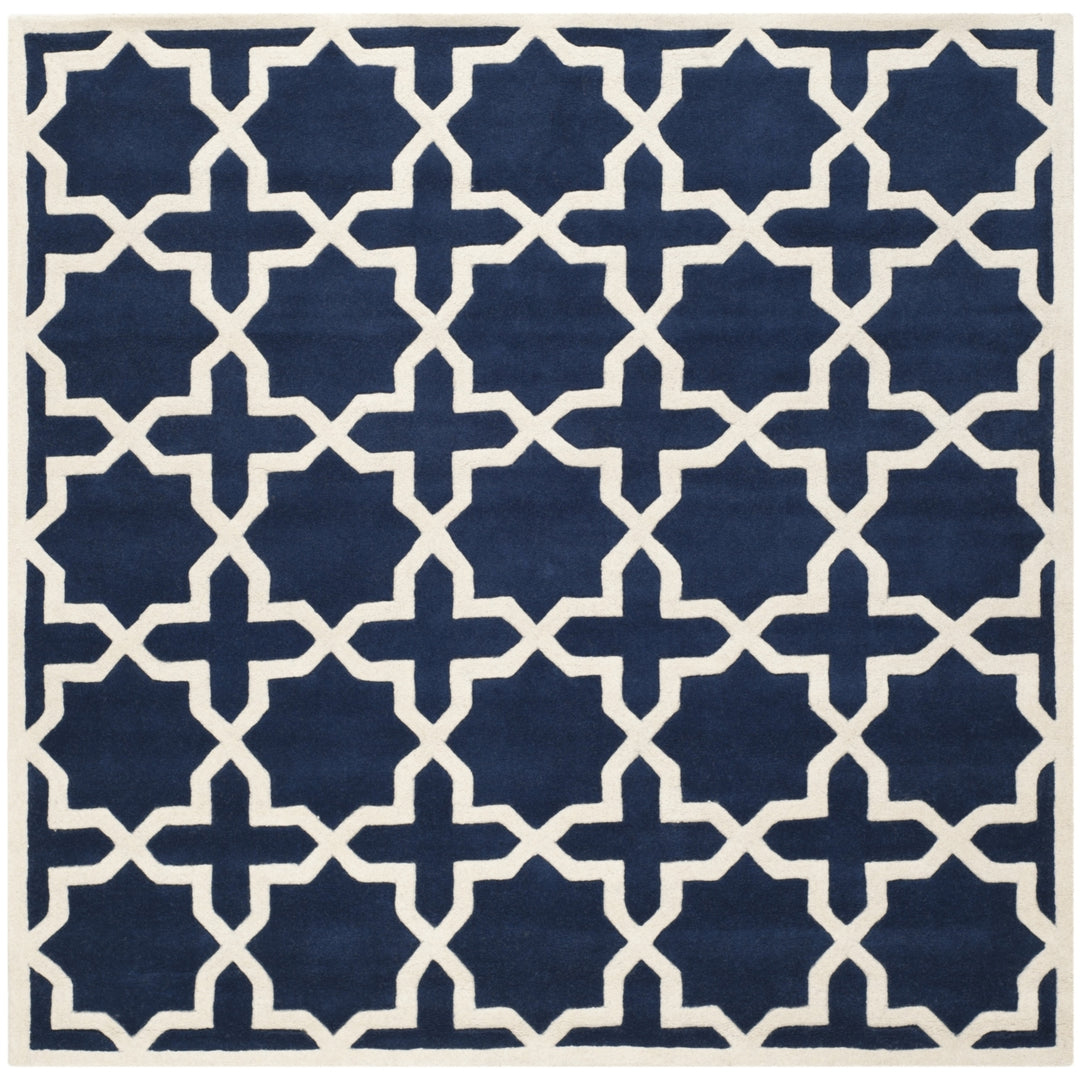 SAFAVIEH Chatham CHT732C Handmade Dark Blue / Ivory Rug Image 6