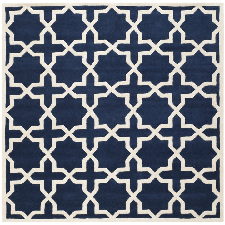 SAFAVIEH Chatham CHT732C Handmade Dark Blue / Ivory Rug Image 6