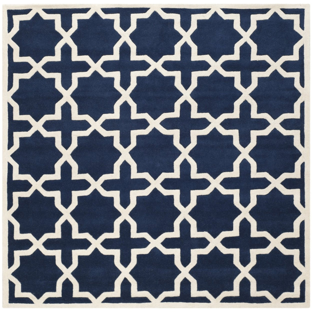 SAFAVIEH Chatham CHT732C Handmade Dark Blue / Ivory Rug Image 1