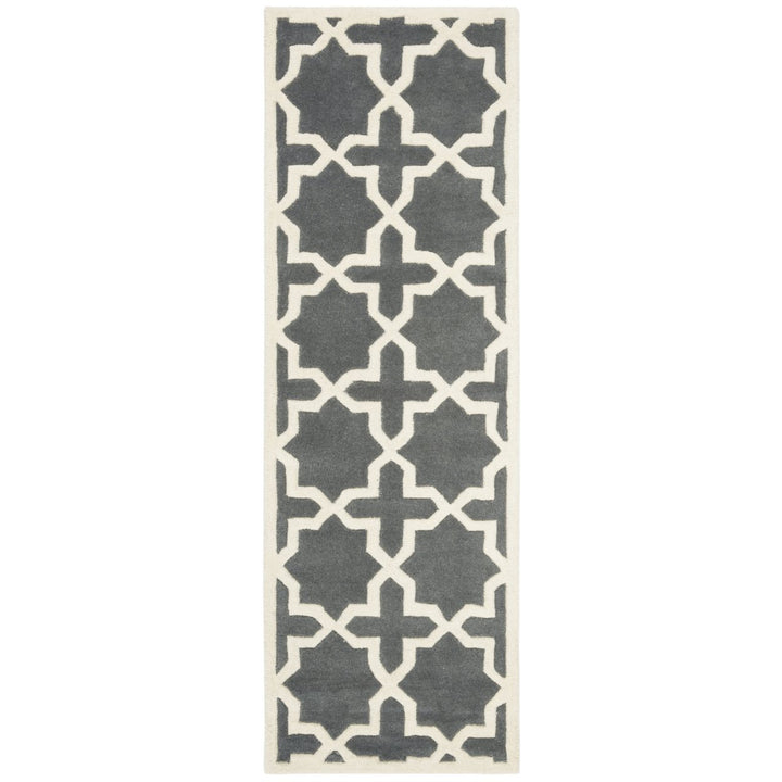 SAFAVIEH Chatham CHT732D Handmade Dark Grey / Ivory Rug Image 1