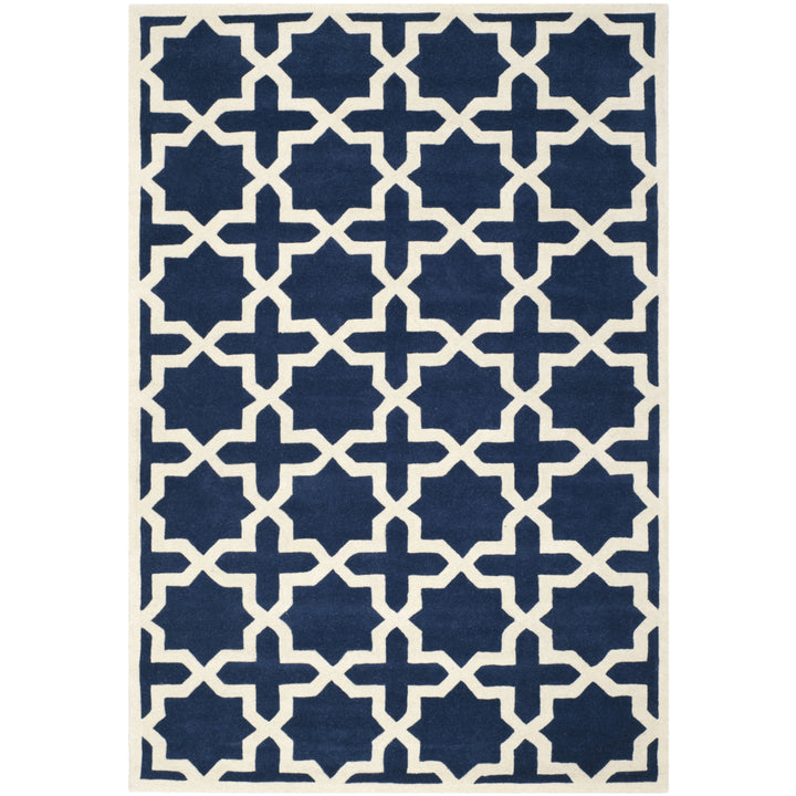 SAFAVIEH Chatham CHT732C Handmade Dark Blue / Ivory Rug Image 8