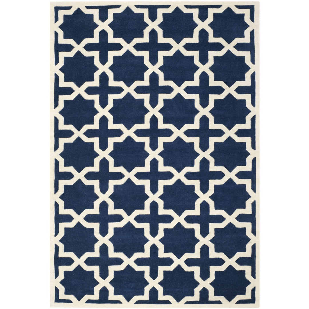 SAFAVIEH Chatham CHT732C Handmade Dark Blue / Ivory Rug Image 1