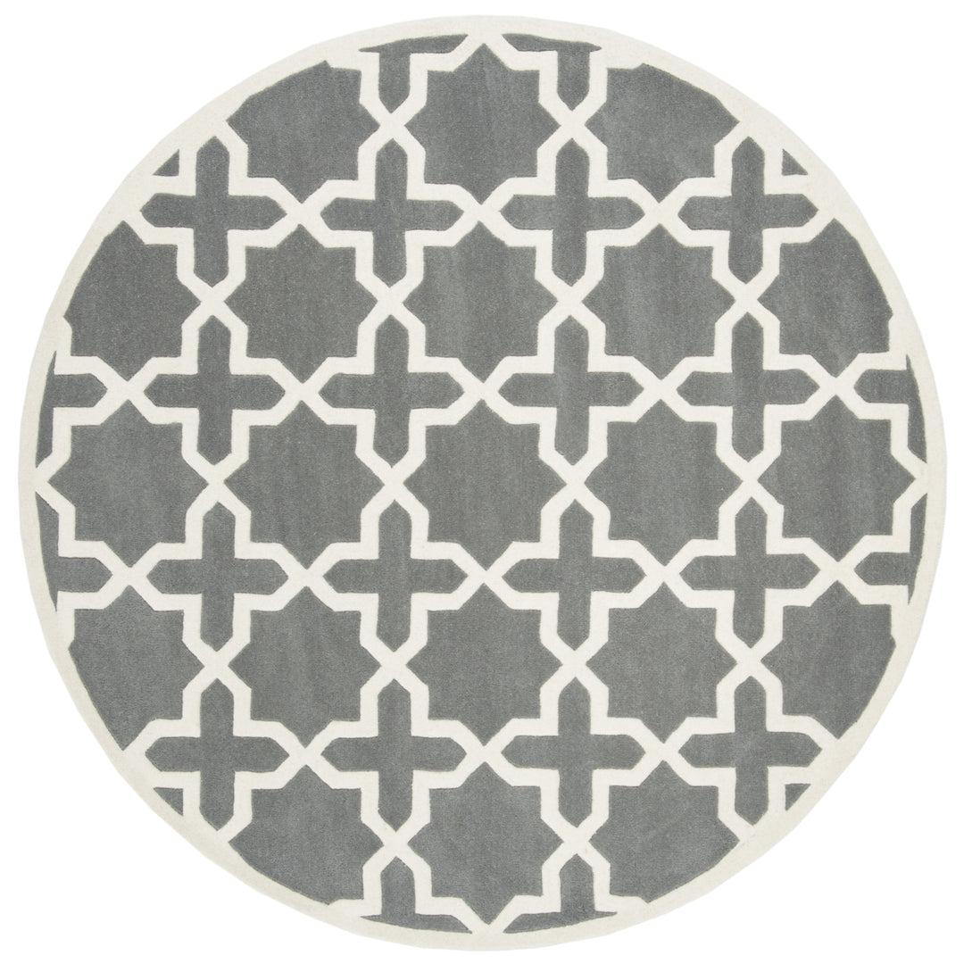 SAFAVIEH Chatham CHT732D Handmade Dark Grey / Ivory Rug Image 5