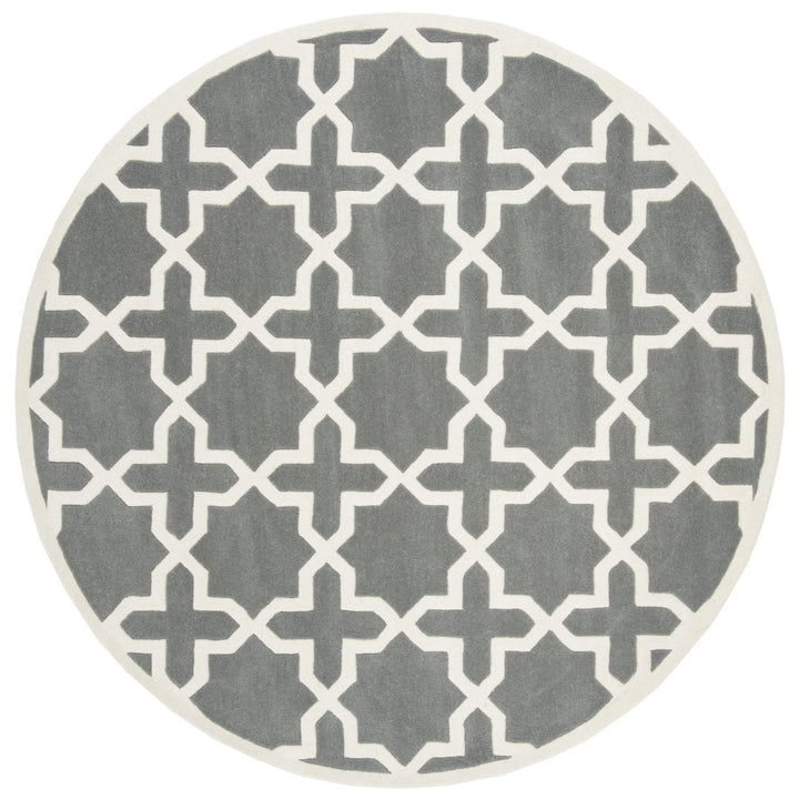 SAFAVIEH Chatham CHT732D Handmade Dark Grey / Ivory Rug Image 1