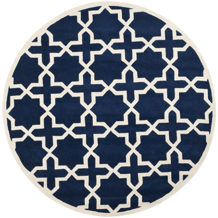 SAFAVIEH Chatham CHT732C Handmade Dark Blue / Ivory Rug Image 9