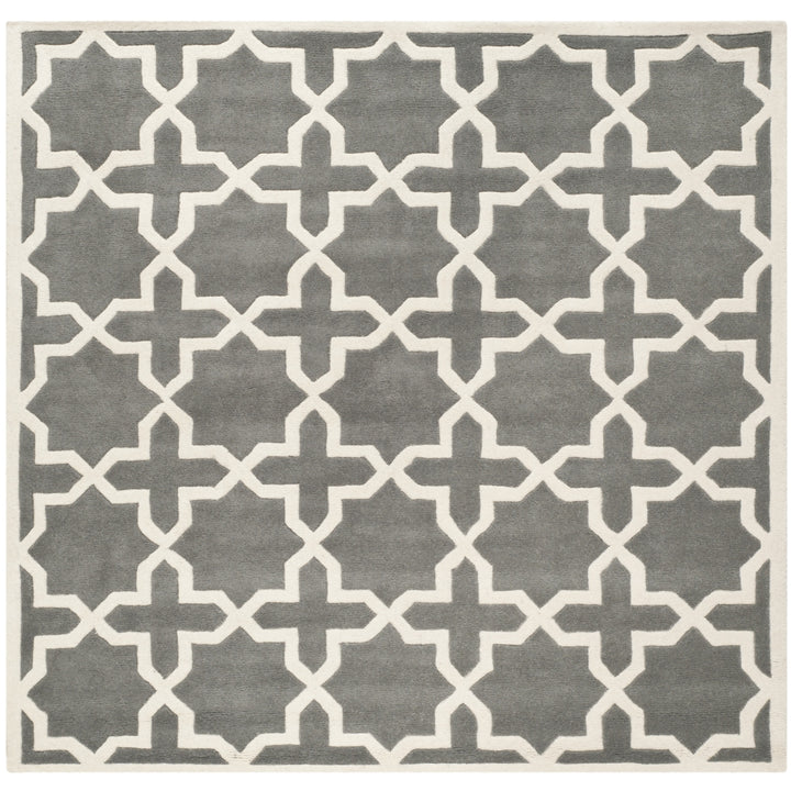 SAFAVIEH Chatham CHT732D Handmade Dark Grey / Ivory Rug Image 6