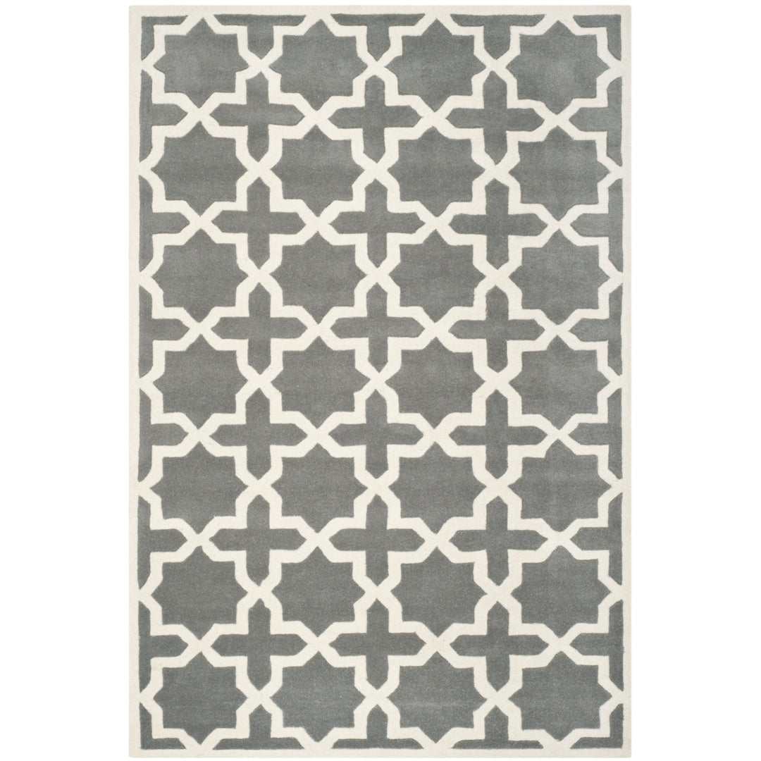 SAFAVIEH Chatham CHT732D Handmade Dark Grey / Ivory Rug Image 7